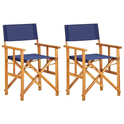 vidaXL Režisérske stoličky 2 ks, akáciový masív, modré