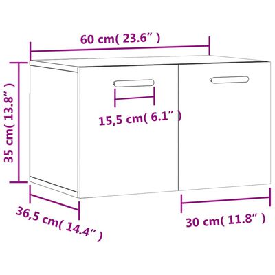 vidaXL Nástenná skrinka, biela 60x36,5x35 cm, kompozitné drevo