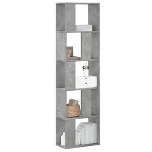 vidaXL Knižnica 5 pol&iacute;c bet&oacute;novosiv&aacute; 45x23,5x162,5 cm kompozit. drevo