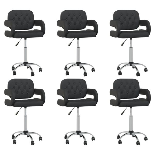 vidaXL Otočn&eacute; jed&aacute;lensk&eacute; stoličky 6 ks čierne umel&aacute; koža