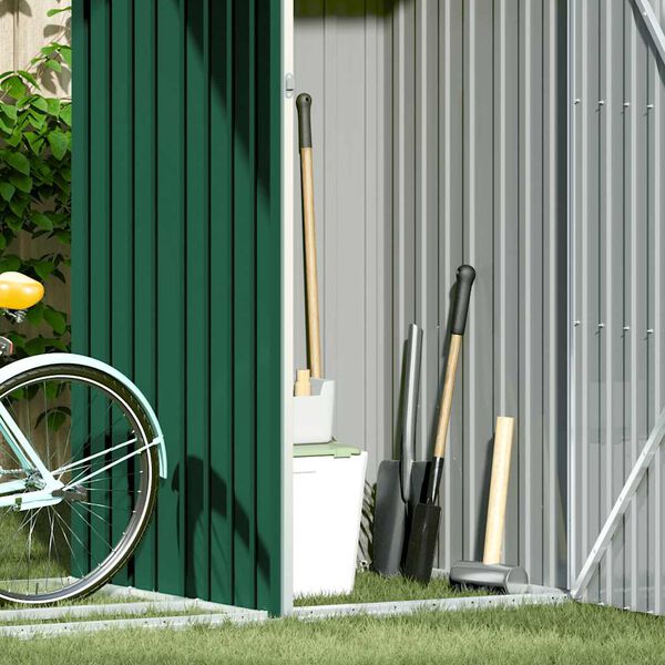 vidaXL Z&aacute;hradn&aacute; k&ocirc;lňa na palivov&eacute; drevo zelen&aacute; 245x98x159 cm pozinkovan&aacute; oceľ