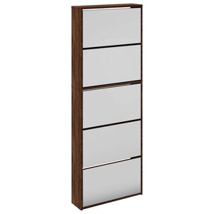 vidaXL Botn&iacute;k so zrkadlom 5-poschodov&yacute; hned&yacute; dub 63x17x169,5 cm