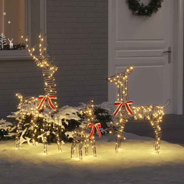 vidaXL Rodina sobov 3 pcs Teplá biela 67 x 26 x 127 cm Ratan