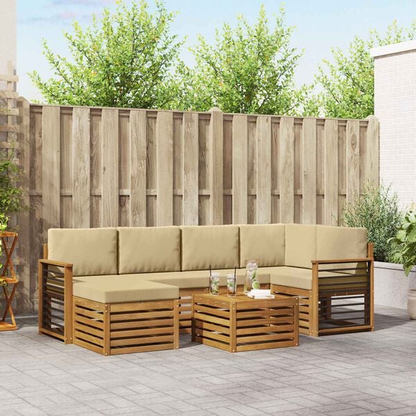 vidaXL Sada rohov&yacute;ch gaučov s vank&uacute;&scaron;om 7 pcs Pr&iacute;rodn&aacute; a b&eacute;žov&aacute;