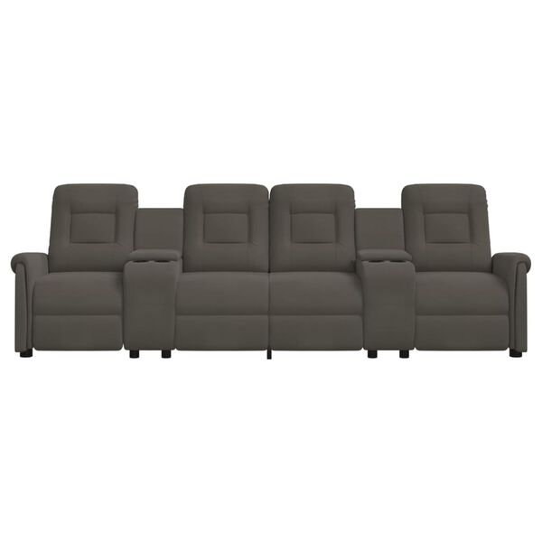 vidaXL 4-miestne skl&aacute;pacie mas&aacute;žne kreslo+držiaky na poh&aacute;re, tmavosiv&eacute;