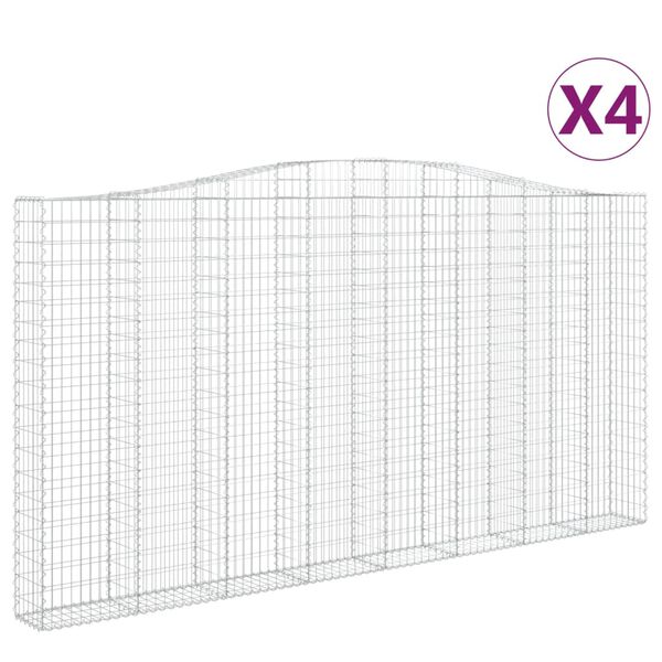 vidaXL Obl&uacute;kov&yacute; gabionov&yacute; k&ocirc;&scaron; 4 ks 400x30x200/220cm pozinkovan&eacute; železo