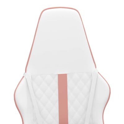 vidaXL Masážna herná stolička ružovo-biela umelá koža