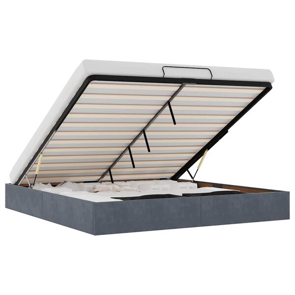 vidaXL Osmansk&yacute; r&aacute;m postele bez matraca Tmavosiv&aacute; 200x200 cm Zamat