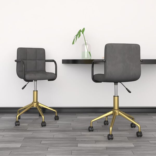 vidaXL Otočn&eacute; jed&aacute;lensk&eacute; stoličky 2 ks tmavosiv&eacute; zamatov&eacute;