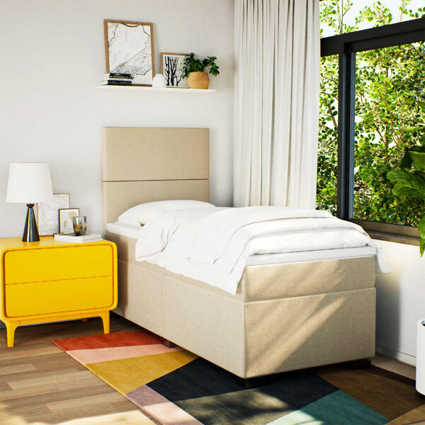 vidaXL Boxspring posteľ s matracom krémová 100x200 cm látka