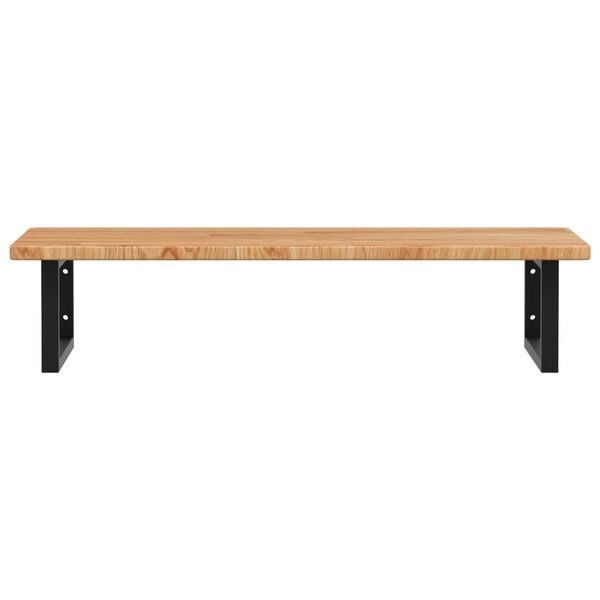 vidaXL Polica pod umývadlo, nástenná, oceľ a dubový masív