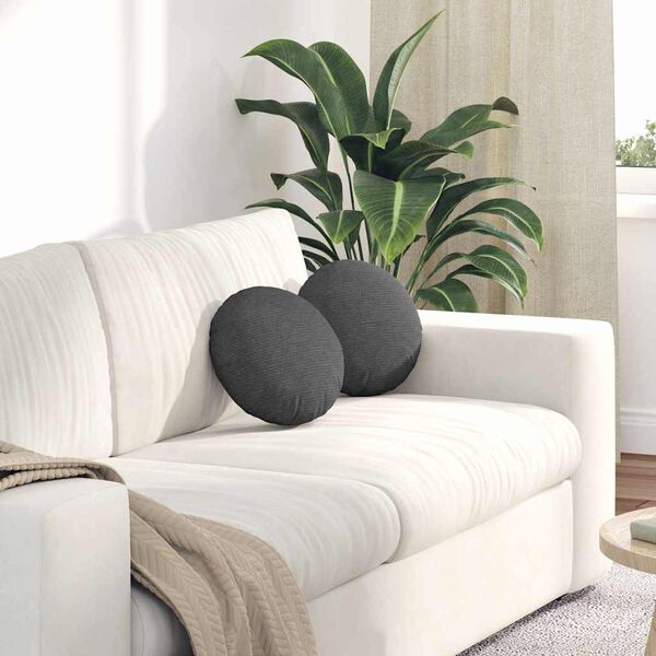 vidaXL Vankúše na sedenie 2 pcs Tmavo šedá Ø 30 cm Kordúrová tkanina