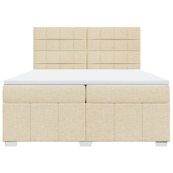 vidaXL Boxspring posteľ s matracom kr&eacute;mov&aacute; 200x200 cm l&aacute;tka