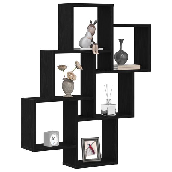 vidaXL Stenná polica Čierny dub 78 x 15 x 92 cm Kompozitné drevo