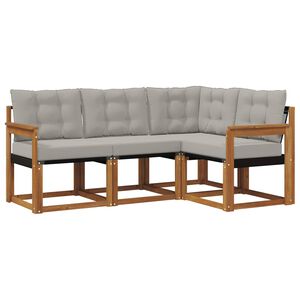 vidaXL Z&aacute;hradn&aacute; s&uacute;prava gaučov s vank&uacute;&scaron;om 4 pcs Pr&iacute;rodn&aacute; a svetlosiv&aacute;