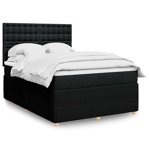 vidaXL Posteľn&yacute; r&aacute;m boxspring s matracom čierny 140x200 cm l&aacute;tka