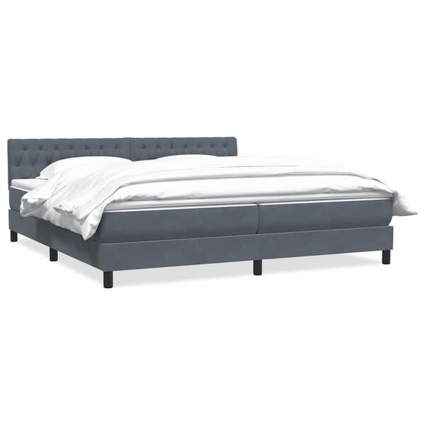 vidaXL Posteľn&yacute; r&aacute;m boxspring s matracom tmavosiv&yacute; 180x210 cm zamat