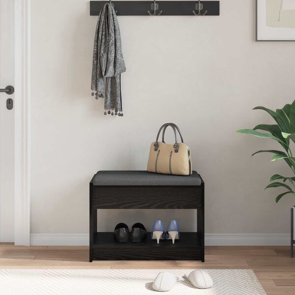 vidaXL Predsieňov&aacute; lavica s vank&uacute;&scaron;om Čierny Dub 63 x 38 x 45 cm