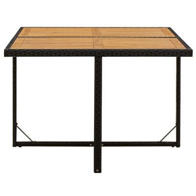 vidaXL Záhradný stôl čierny 109x107x74 cm polyratan a masívna akácia