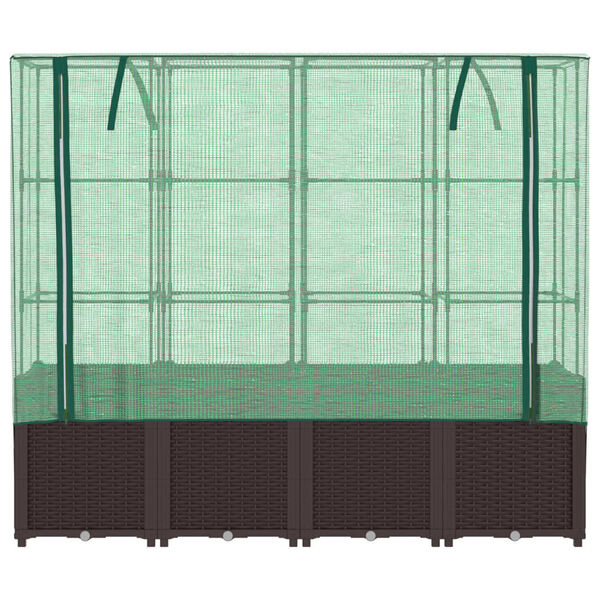 vidaXL Záhon s krytom na skleník ratanový vzhľad 160x40x153 cm