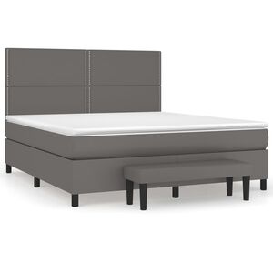 vidaXL Boxspring posteľ s matracom siv&aacute; 180x200 cm umel&aacute; koža
