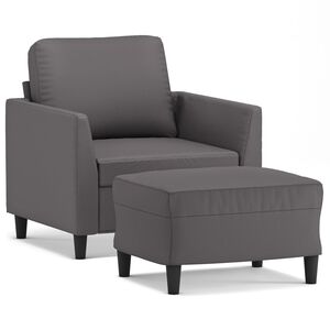 VidaXL Kreslo s podnožkou siv&eacute; 60 cm umel&aacute; koža