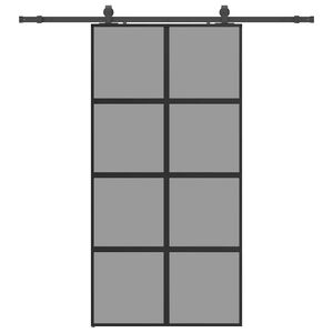 vidaXL Posuvn&eacute; dvere s kovan&iacute;m čierne 102,5x205 cm tvrden&eacute; sklo