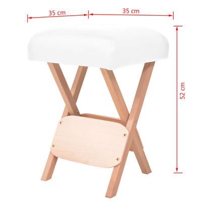 vidaXL Skladacia masérska stolička, 12 cm sedadlo, 2 podložky, biela