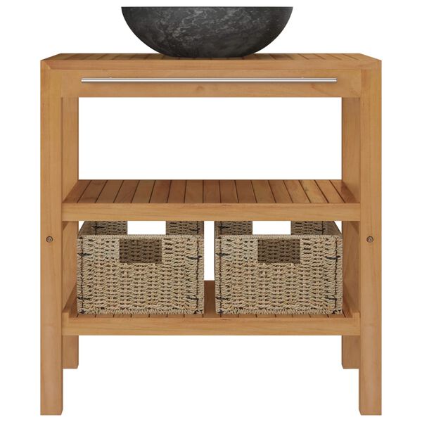 vidaXL Kúpelňová skrinka s čiernym mramorovým umývadlom tíkový masív