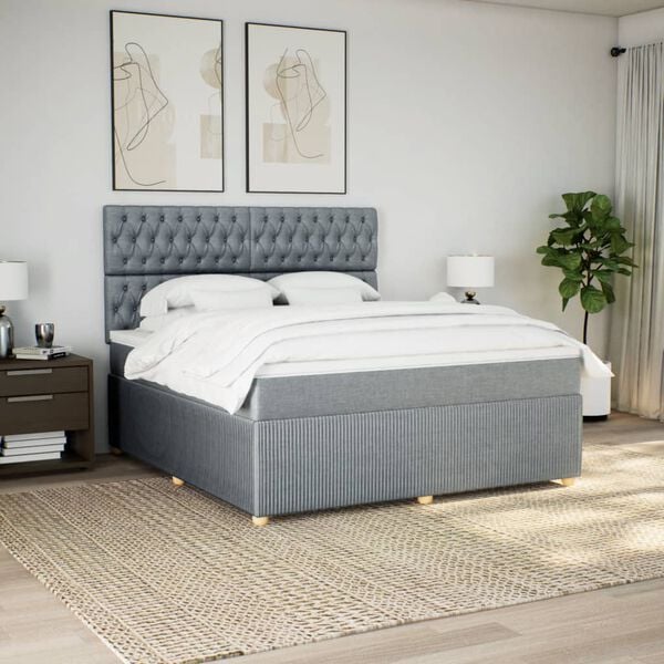 vidaXL Boxspring posteľ s matracom bledosiv&aacute; 180x200 cm l&aacute;tka