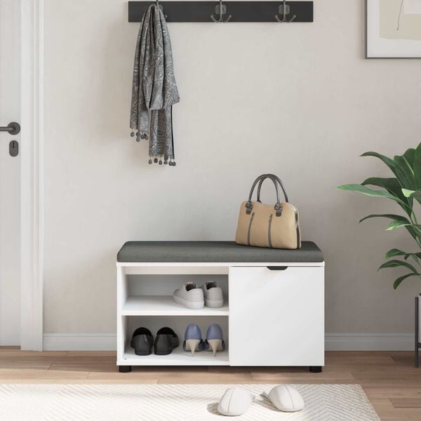 vidaXL Predsieňov&aacute; lavica s vank&uacute;&scaron;om s poličkou Biely 80 x 38 x 46 cm