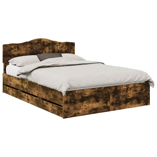 vidaXL R&aacute;m postele Dymov&aacute; dub 140 x 200 cm Inžinierske drevo