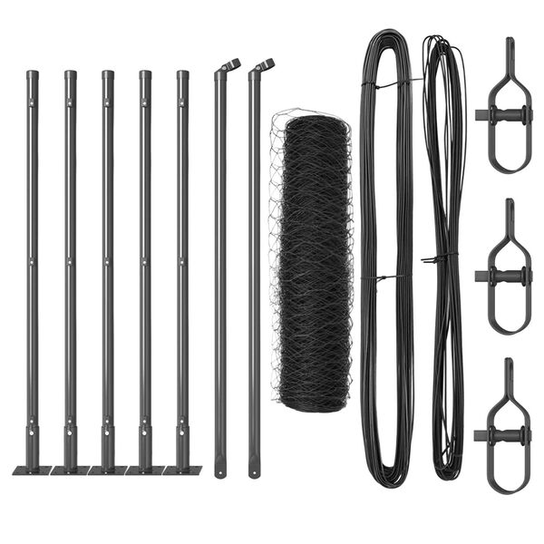 vidaXL Stĺp na plot. Siv&aacute; 10 x 0,4 m (36 mm sieť) Ocel a PVC