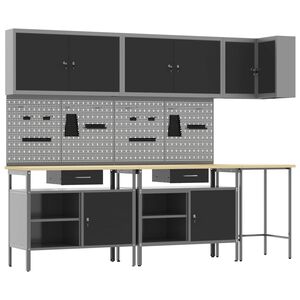 vidaXL Sada pracovn&yacute;ch skr&iacute;ň so z&aacute;suvkou 10 pcs Čierna a &Scaron;ed&aacute;