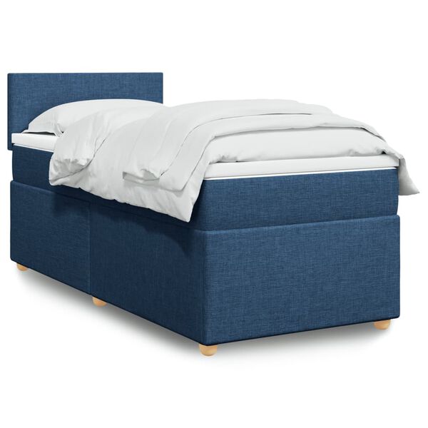 vidaXL Posteľn&yacute; r&aacute;m boxspring s matracom modr&yacute; 90x200 cm l&aacute;tka