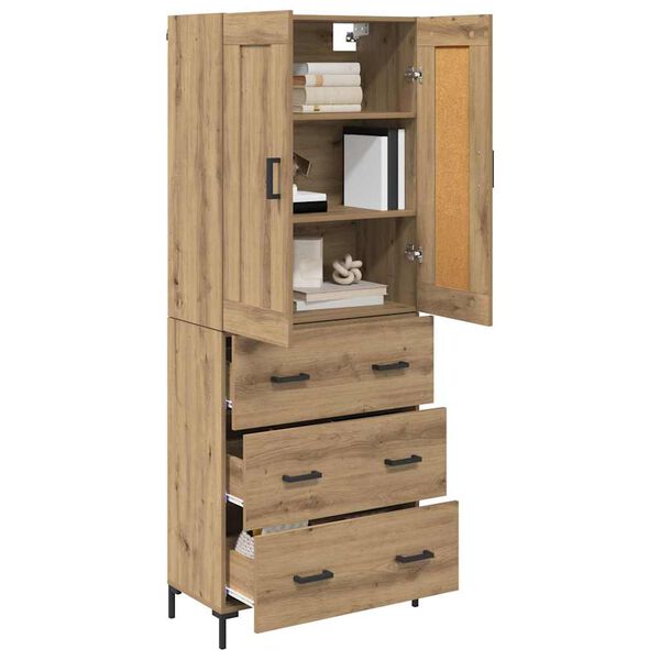 vidaXL Highboard so z&aacute;suvkou 2 pcs Remeseln&yacute; dub Kompozitn&eacute; drevo