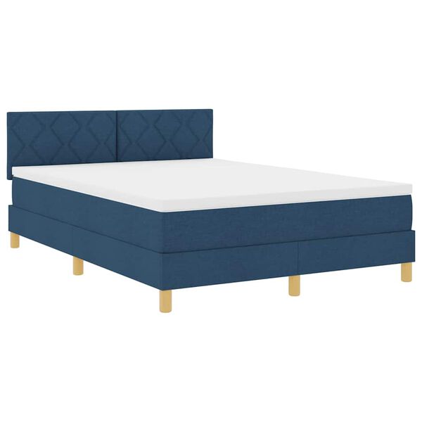 vidaXL Posteľ boxspring s matracom s matracmi Modrá 140 x 190 cm látka