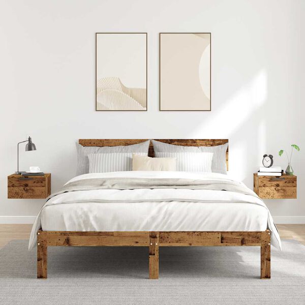 vidaXL Nástenné nočné stolíky 2 ks staré drevo 34x30x20 cm