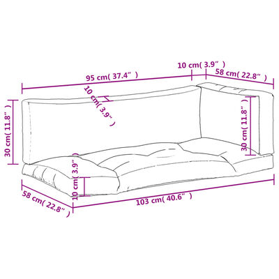 vidaXL Podložky na paletový nábytok 3 ks, sivé kocky, látka
