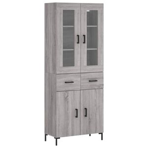 vidaXL Vysok&aacute; skrinka siv&yacute; dub sonoma 69,5x34x180 cm spracovan&eacute; drevo