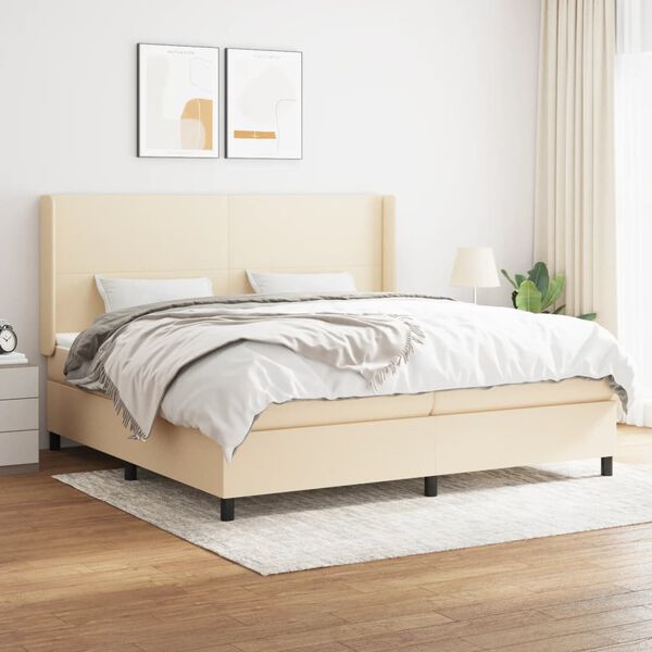 vidaXL Boxspring posteľ s matracom kr&eacute;mov&aacute; 200x200 cm l&aacute;tka