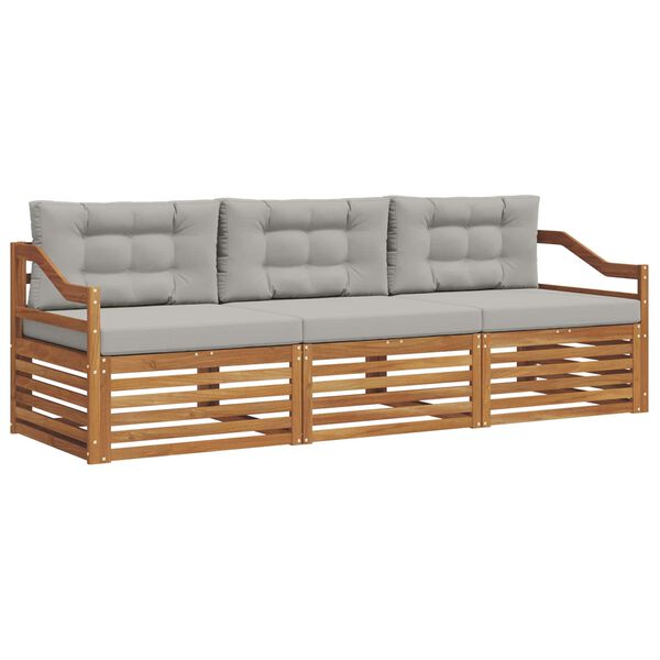 vidaXL Z&aacute;hradn&aacute; s&uacute;prava gaučov s vank&uacute;&scaron;om 3 pcs Pr&iacute;rodn&aacute; a svetlosiv&aacute;