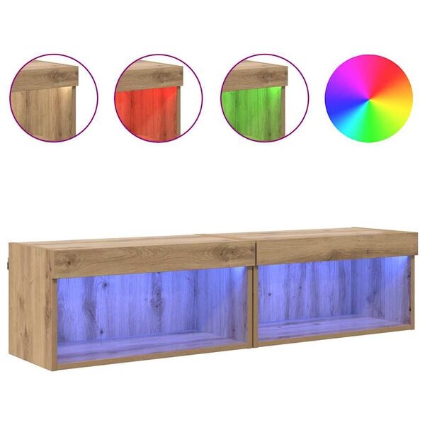 vidaXL Zostava TV skriniek s LED Remeseln&yacute; dub Kompozitn&eacute; drevo