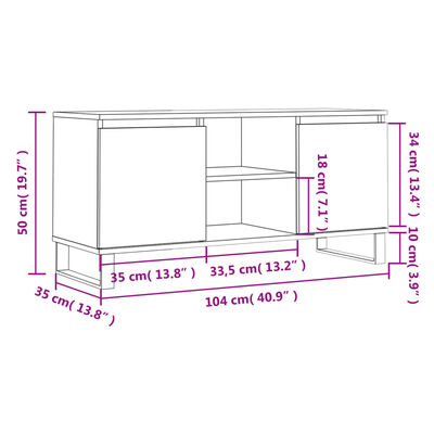 vidaXL TV skrinka lesklá biela 104x35x50 cm kompozitné drevo