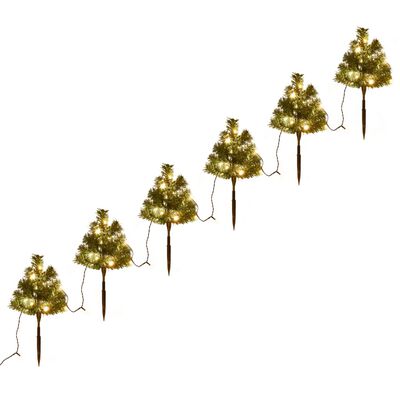 vidaXL Vianočné stromčeky k chodníku 6 ks teplé biele LED 45 cm PVC