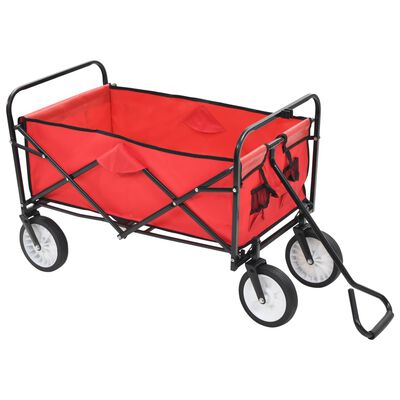 vidaXL Skladací ručný vozík, oceľ, červený