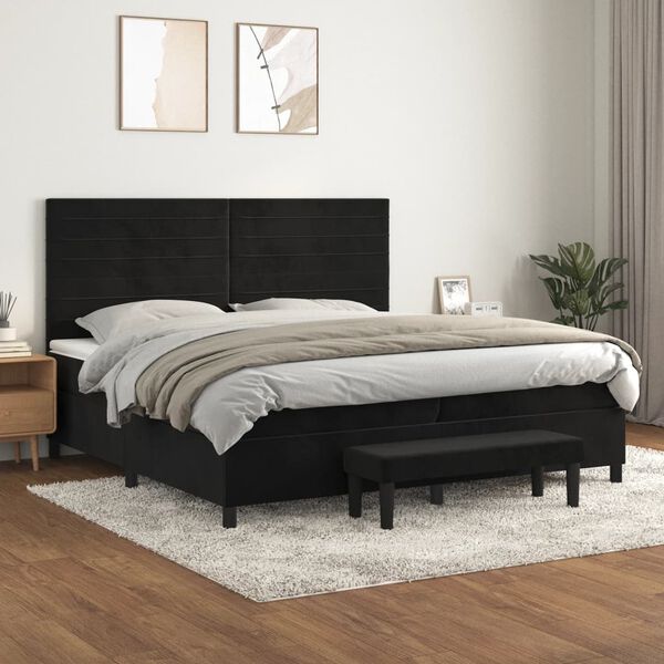 vidaXL Posteľn&yacute; r&aacute;m boxspring s matracom čierny 200x200 cm zamat