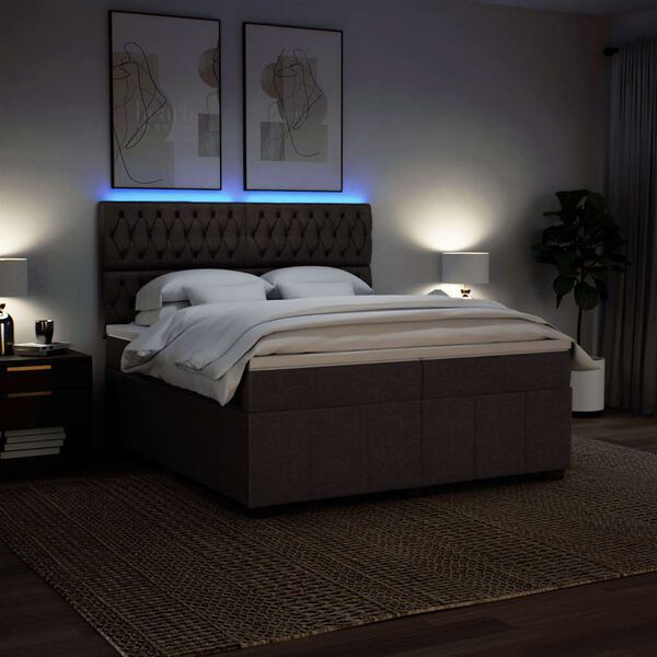 vidaXL Boxspring posteľ s matracom tmavohned&aacute; 200x200 cm l&aacute;tka