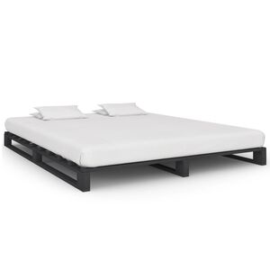 vidaXL Paletov&yacute; posteľn&yacute; r&aacute;m siv&yacute; 200x200 cm mas&iacute;vne borovicov&eacute; drevo