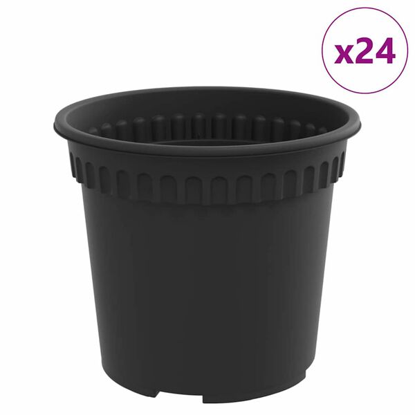 vidaXL Kulat&yacute; kvetin&aacute;č 24 pcs Čierna &Oslash; 15 x 12 cm Plast